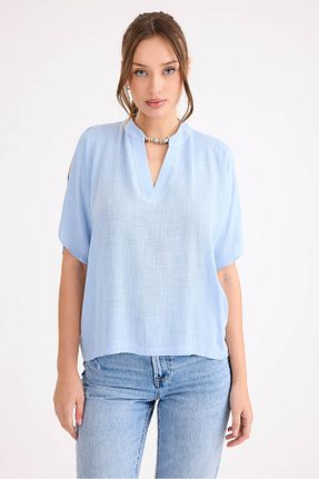 بلوز آبی زنانه ساده Vitrin - کد 899570051