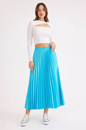 دامن آبی زنانه ساتن Vitrin - کد 899569712
