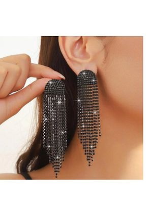 گوشواره جواهر مشکی زیرکن mos&more - کد 889399969