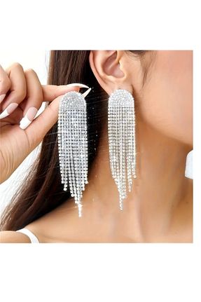 گوشواره جواهر سفید زیرکن mos&more - کد 889399857