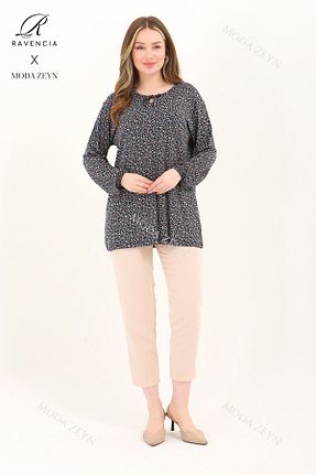 بلوز سرمه ای زنانه یقه دوچرخه Ravencia - کد 886314378