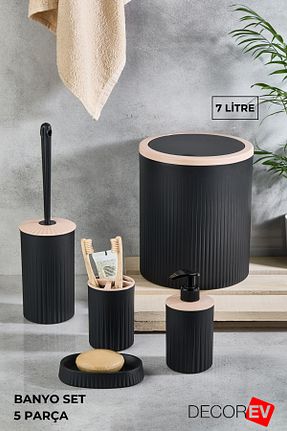 ست حمام مشکی پلاستیک Decorev - کد 898533390