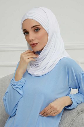 شال سفید زنانه ویسکون Aisha