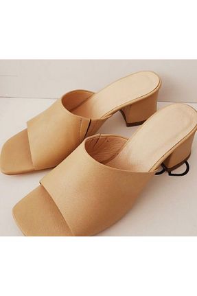دمپائی بژ زنانه چرم خالص MODA - کد 899598210