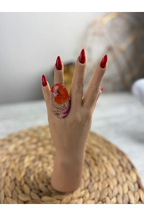 انگشتر جواهر نارنجی زنانه SEDEF TAKI - کد 899601011