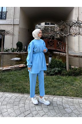 ست بالاتنه و پائین تنه حجاب آبی زنانه رگولار Enfa - کد 899598920