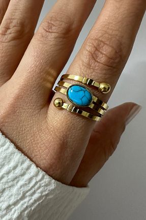 انگشتر استیل (فولاد) طلائی زنانه استیل ضد زنگ DELEIZA ACCESSORY - کد 899621434