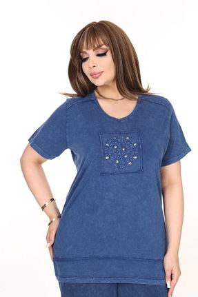 ست بالاتنه و پائین تنه سایز بزرگ سرمه ای زنانه فاق بلند MJORA - کد 899640502