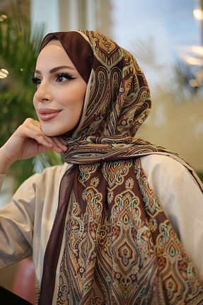 شال قهوه ای زنانه Poly Twill efdal şal eşarp - کد 848188294