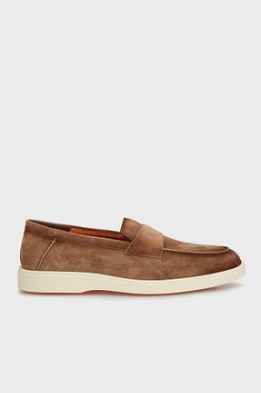 کفش لوفر قهوه ای مردانه چرم خالص Santoni - کد 899654817