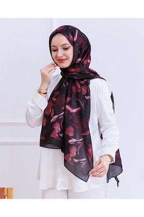 روسری زرشکی پنبه پلی استر DERAY SCARF - کد 899688534