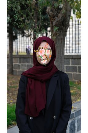 روسری زرشکی پلی استر Hamim - کد 899692306