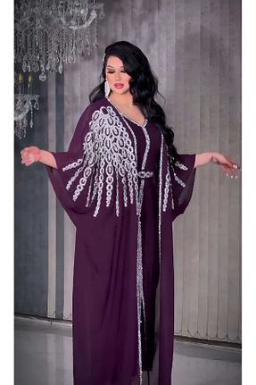 لباس مجلسی و فارغ التحصیلی بنفش زنانه شیفون NHMODA - کد 899714689