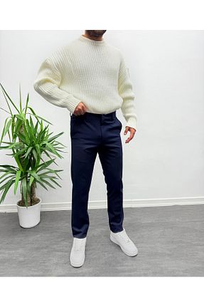 شلوار سرمه ای مردانه فاق نرمال MENOFOURSWEAR - کد 902774864