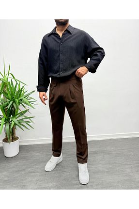 شلوار قهوه ای مردانه لیکرا MENOFOURSWEAR - کد 902774502