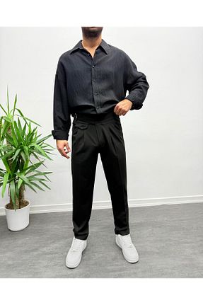 شلوار مشکی مردانه لیکرا MENOFOURSWEAR - کد 902772489