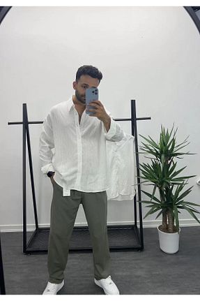 پیراهن سفید مردانه اورسایز MENOFOURSWEAR - کد 900495085