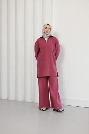 ست بالاتنه و پائین تنه حجاب زرشکی زنانه Relaxed Nueny prive - کد 899736474