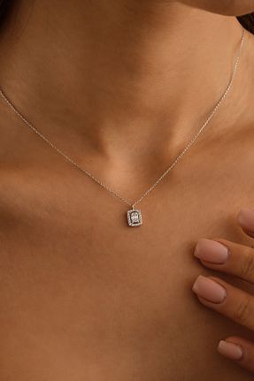 گردنبند طلا سفید زنانه 14 عیار Sefa Gold - کد 900613552