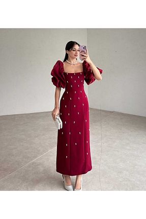 لباس زرشکی زنانه بافتنی MODA DURAĞI - کد 894097850