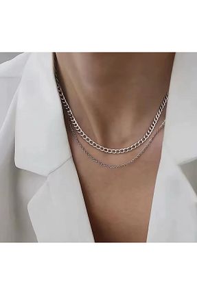 گردنبند استیل ( فولاد ) طوسی زنانه استیل (فولاد) DAISYDAY - کد 899768595