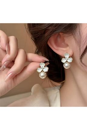 گوشواره جواهر سفید مروارید Pelin Aksesuar - کد 899769308
