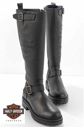 چکمه مشکی زنانه چرم خالص Harley Davidson - کد 129631013