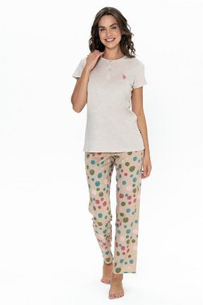 ست لباس راحتی بژ زنانه Puantiyeli U.S. Polo Assn. - کد 899814704