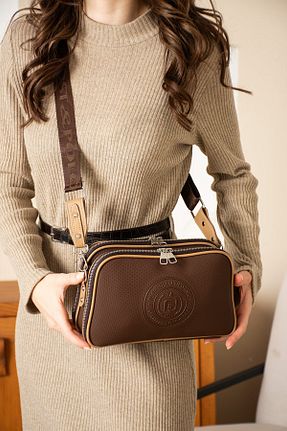 کیف دوشی قهوه ای زنانه چرم مصنوعی Just Polo - کد 775563784