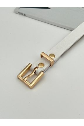 کمربند سفید زنانه چرم مصنوعی Descoin - کد 899818687