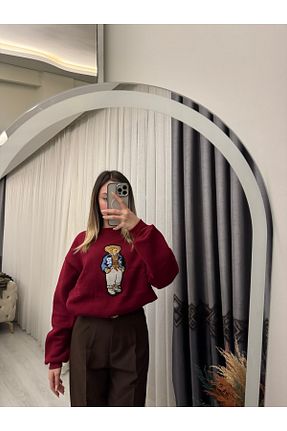 سوئیشرت زرشکی زنانه چاپی Butik - کد 899837042