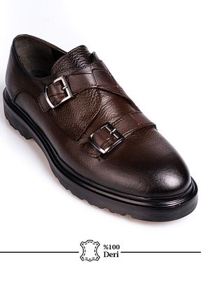 کفش کلاسیک قهوه ای مردانه چرم خالص depderi - کد 899843637