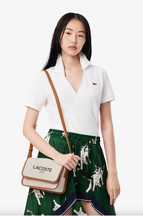 کیف دوشی نباتی زنانه پارچه ای Lacoste - کد 899873261
