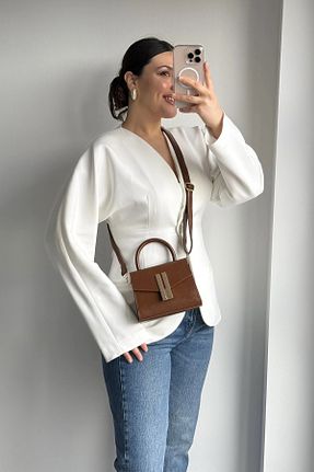 کیف دوشی قهوه ای زنانه چرم مصنوعی NBİBAGS - کد 899881358