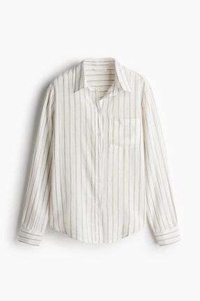 پیراهن سفید زنانه یقه پیراهنی H&M - کد 899904443