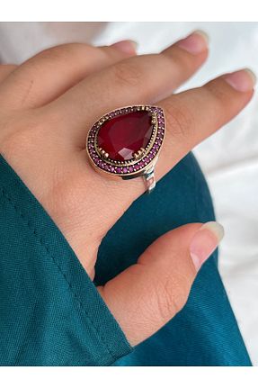 انگشتر نقره زرشکی زنانه زیرکن Zokak - کد 899932605