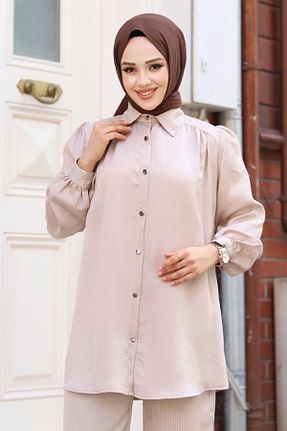 ست بالاتنه و پائین تنه حجاب بژ زنانه رگولار Tesettür Dünyası - کد 821342815