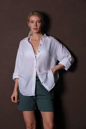 پیراهن سفید زنانه اورسایز Maule - کد 897571457