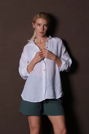 پیراهن سفید زنانه اورسایز Maule - کد 897571457