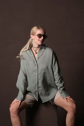 پیراهن سبز زنانه اورسایز Maule - کد 897571398