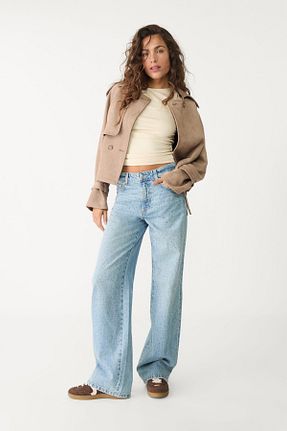 شلوار جین آبی زنانه پاچه ساده Stradivarius - کد 900060343
