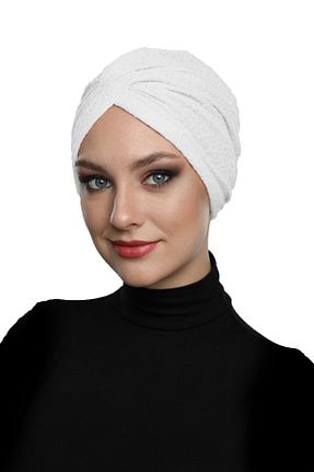 کلاه شنای حجاب سفید زنانه fidan bone - کد 42643934
