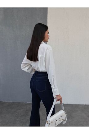 شلوار جین سرمه ای زنانه پاچه اسپانیولی dressmix - کد 900042638