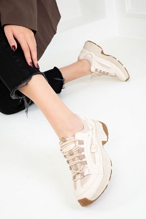 کفش اسنیکر بژ زنانه بند دار SOHO - کد 897712885