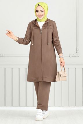 ست بالاتنه و پائین تنه قهوه ای زنانه بافتنی ModaMerve - کد 898892456