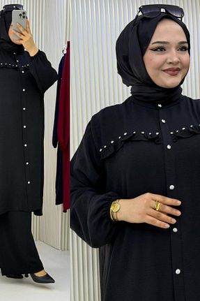 ست بالاتنه و پائین تنه حجاب مشکی زنانه سایز بزرگ Mercan - کد 898359740