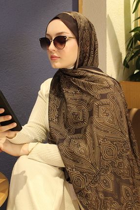 شال قهوه ای زنانه پنبه ای efdal şal eşarp - کد 882486392