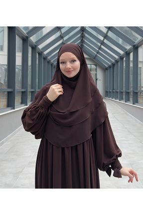 ست بالاتنه و پائین تنه حجاب قهوه ای زنانه Balon Sufle - کد 898394347