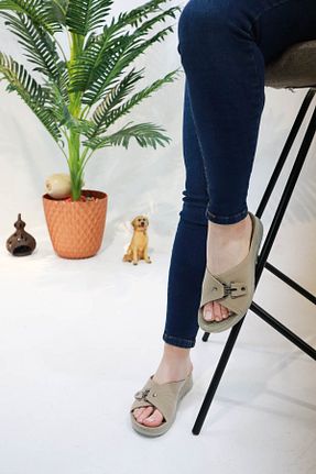 دمپائی قهوه ای زنانه چرم مصنوعی sermoda - کد 898396895