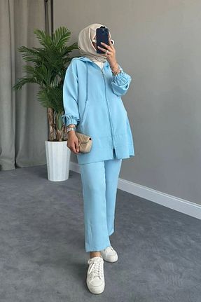 ست بالاتنه و پائین تنه حجاب آبی زنانه رگولار MODA TAY - کد 898403279